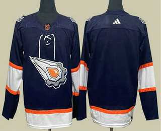 Men%27s Edmonton Oilers Blank Navy 2022 Reverse Retro Stitched Jersey